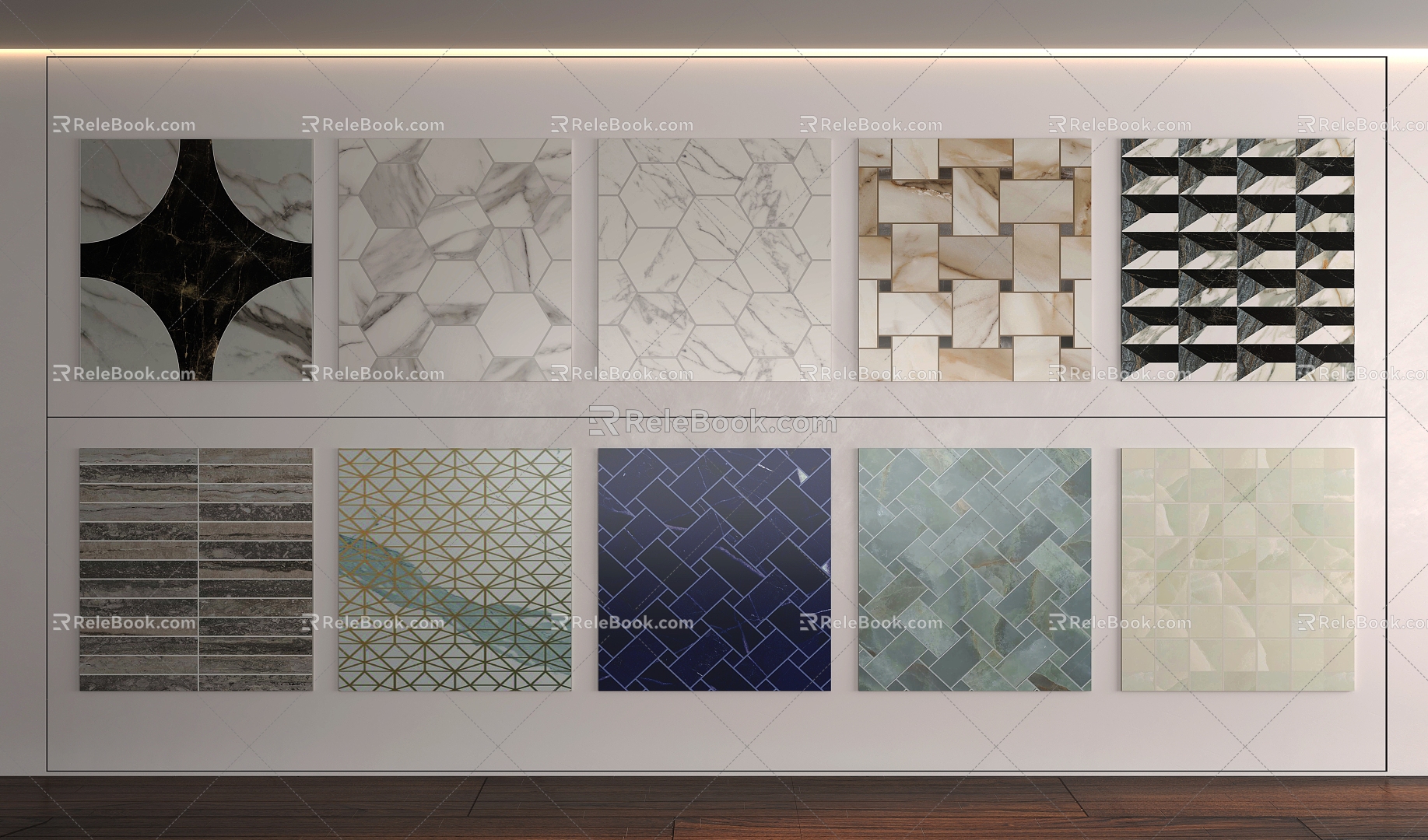 Modern Tile Geometric Parquet Tile Marble Luxury Stone 3d model