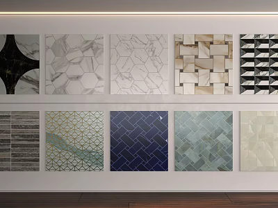 Various Patterned Floor Tile Samples With Different Colors And Textures 3d model