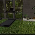 High Quality Outdoor Treadmill Fitness Equipment Standing On Fresh Green Grass Turf