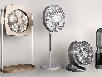 Different Air Cooler Fan Models With Modern Designs And Metallic Plastic Bodies 3d model