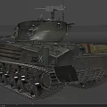 Vintage Military Tank Featuring Large Cannon Heavy Tracks and Weathered Camouflage Paint