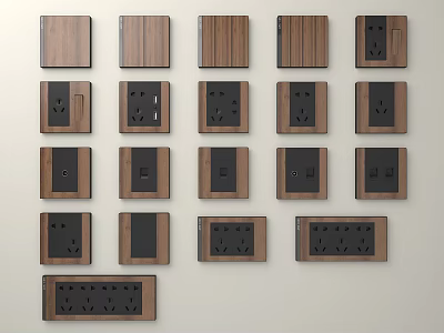 Modern Switch Socket Panel Log Wind Switch Socket Retro Wind Switch Socket 3d model
