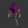 3D Fantasy Character Design With Biological Creature Elements And Purple Pink Slender Limbs
