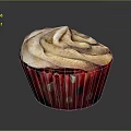 Delicious Fluffy Cupcake With Swirled Frosting And Red Polka Dot Wrapper