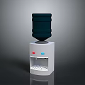 Electronic Water Dispenser With Blue Bottle White Base And Hot Cold Buttons 3d model