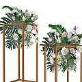 Elegant Floral Arrangement With Pink And White Flowers On Metal Stands