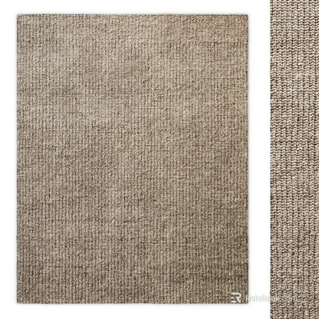 Neutral Colored Square Rug With Woven Texture For Modern Living Room Decor 3d model 