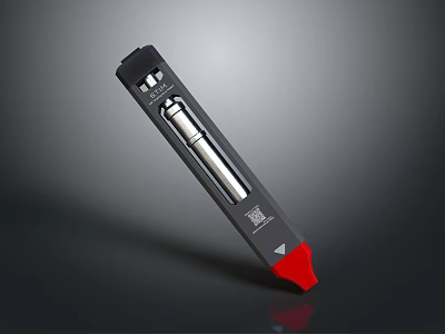 Modern Black Red Tip Pen Style Daily Life Tool With Silver Metal Body 3d model