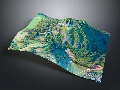 Ancient Architecture on Mountain Top Surrounded by Lush Green Vegetation and Trees 3d model