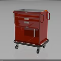 Red Medical Service Cart With Drawers Stainless Steel Frame And Wheels