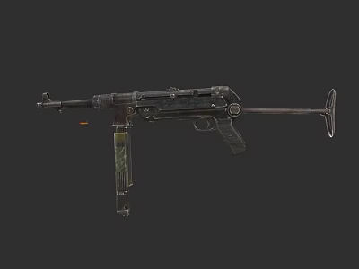 Vintage Submachine Gun With Wooden Stock And Metal Barrel Design 3d model