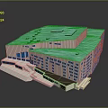 Modern Architectural Building With Blue Roof White Walls And Multi Level Design Structure