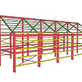 Industrial Equipment Steel Structural Framework With Red Yellow Beams For Construction