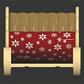 Festive Christmas Amusement Sleigh With Red Body White Snowflake Patterns And Golden Decorations
