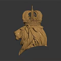 Four Royal Lion Head Sculptures With Various Crown Designs For Decoration