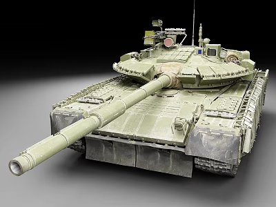 Green Military Tank With Long Barrel Tracks And Top Equipment Features 3d model