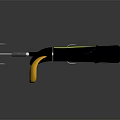 3D Rendered Shiny Fishing Lure With Yellow Black Body Orange Tail And Metal Hooks