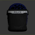 Blue Police Helmet With Protective Face Shield And Adjustable Straps Design 3d model
