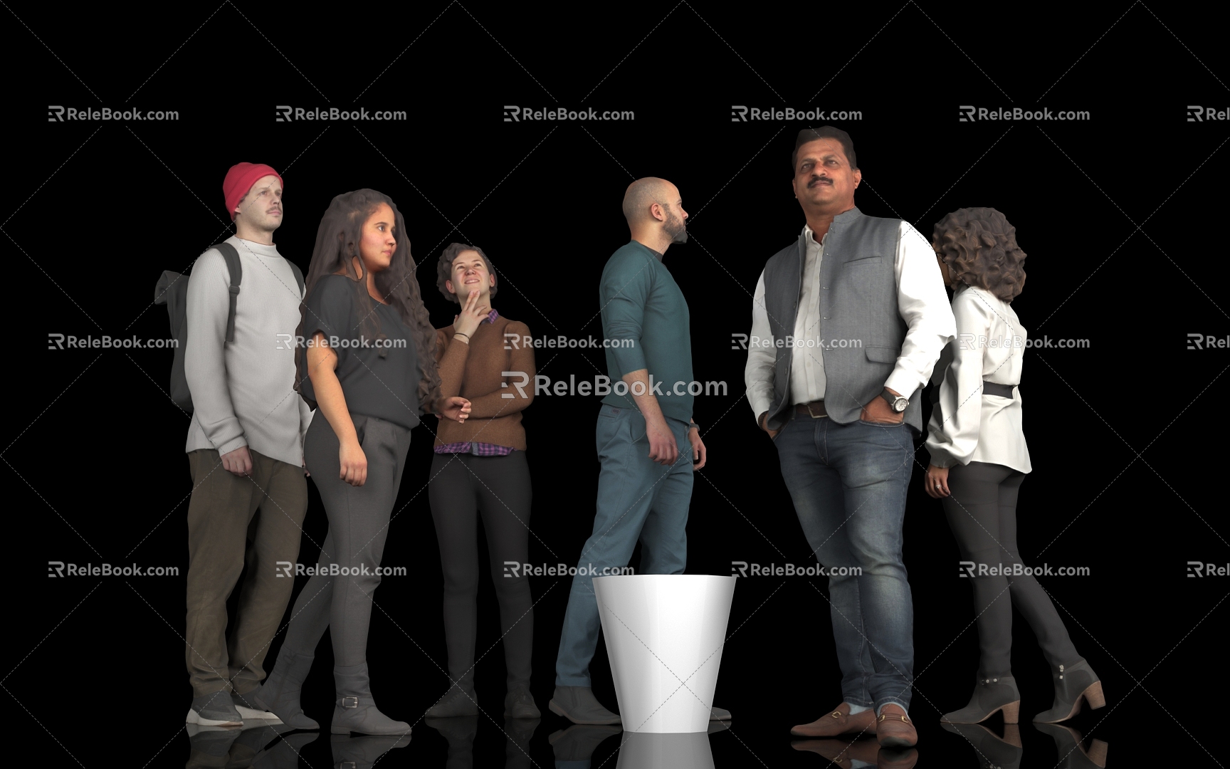 Crowd of men and women, many people, party, dialogue, communication, speaking, standing posture, standing pedestrians, passers-by, walking, city scene, atmosphere 3d model