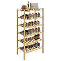 Wooden Multi Tiered Shoe Rack With Various Shoes Storage And Organized Design