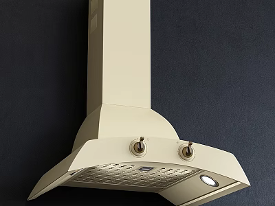 Elegant Cream Modern Kitchen Range Hood Appliance With Control Knobs And Lighting 3d model
