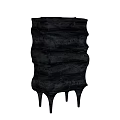 Black Decorative Cabinet With Wavy Design And Drawers On Elegant Legs