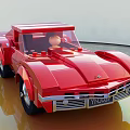 Red Electric Sports Toy Car With Shiny Surface Building Block Style And Driver Figure