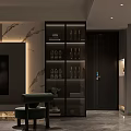 Modern Luxury Dining And Living Room Interior Design With Marble Accent Wall And Comfortable Furniture