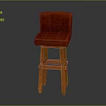 Stylish Red Leather Bar Stool With Wooden Legs And Comfortable Backrest