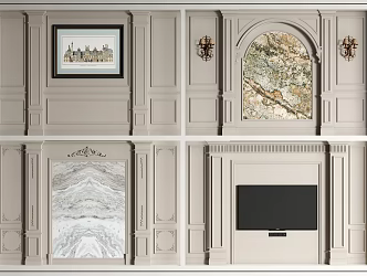 European-style background wall sofa background wall TV background wall panel 3d model