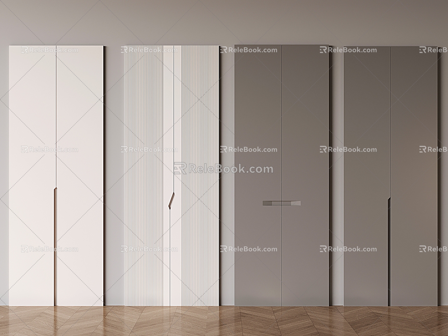 French Cream Wardrobe Door Panel Solid Wood Light Luxury Wardrobe Door Panel 3d model