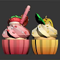 Vibrant Colorful Cupcakes with Strawberry Lemon and Cream Toppings and Fresh Fruit Decorations