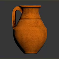 Hand Carved Orange Clay Jug Featuring Textured Surface Sculpture Carving
