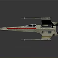 Gray White Interstellar Starfighter With Engines Wings Cockpit And Red Stripes