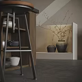 Cozy Modern Living Dining Interior With Practical Wooden Storage Shelves And Rustic Ceramic Art Decor