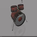 Yamaha Wooden Drum Set With Three Drums And Silver Stands On Reflective Floor