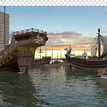 Traditional Wooden Boats With White Sails And Various Sizes Floating On Wavy Water