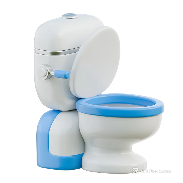 Modern Blue And White Toilet Design With Open Lid And Kid Friendly Features 3d model 