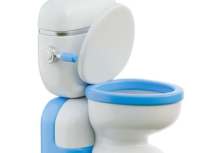 Modern Blue And White Toilet Design With Open Lid And Kid Friendly Features 3d model