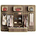 Gold Clothing Rack Display Dresses Bags On Wooden Wall
