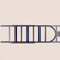 Blue And Silver Medical Transfer Stretcher With Metal Frame And Handrails