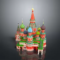 St. Basil's Cathedral 3D Model With Colorful Domes Red Architecture And Golden Spires