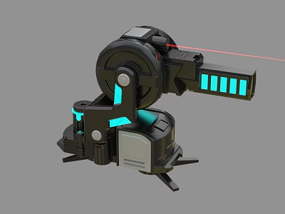 Futuristic Mechanical Weapon with Black Blue Design and Red Laser Beam 3d model Futuristic Mechanical Weapon with Black Blue Design and Red Laser Beam 3d model
