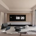 Modern Living Dining Room Interior With Sofa Coffee Table TV Cabinet And Large Windows