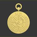 Golden Medal Accessory For Clothing With FIN Engraving Olive Branch And Target Design