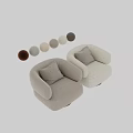 Beige Modern Accent Chair With Plush Fabric Round Base And Decorative Pillow