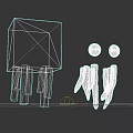 Cube Character With Closed Eyes Facial Design Red Orbs And White Wing Like Structures