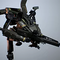 Futuristic Military Mecha Warrior With Green Armor And Heavy Mechanical Weapon