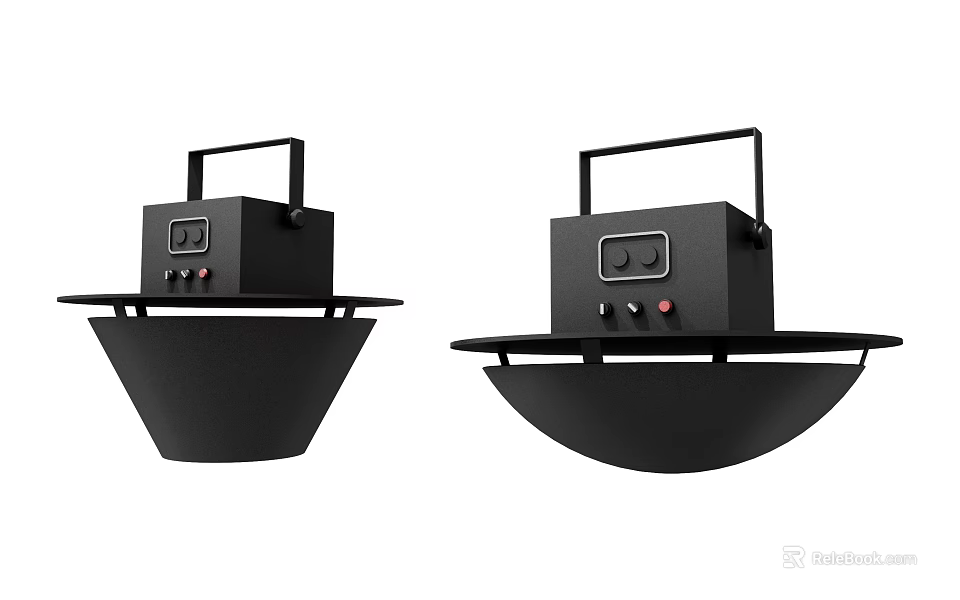 Black Stage Lighting Equipment With Control Panel And Reflector Shades 3d model