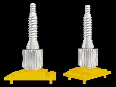 Two Silver Spiral Hardware Tools With Yellow Base For Industrial Use 3d model